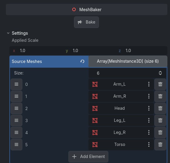 A screenshot showing the setup of the mesh baker node
