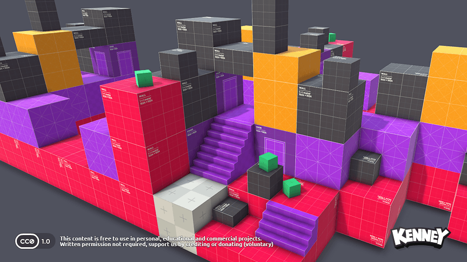 The sample image of the prototype textures asset pack from Kenney